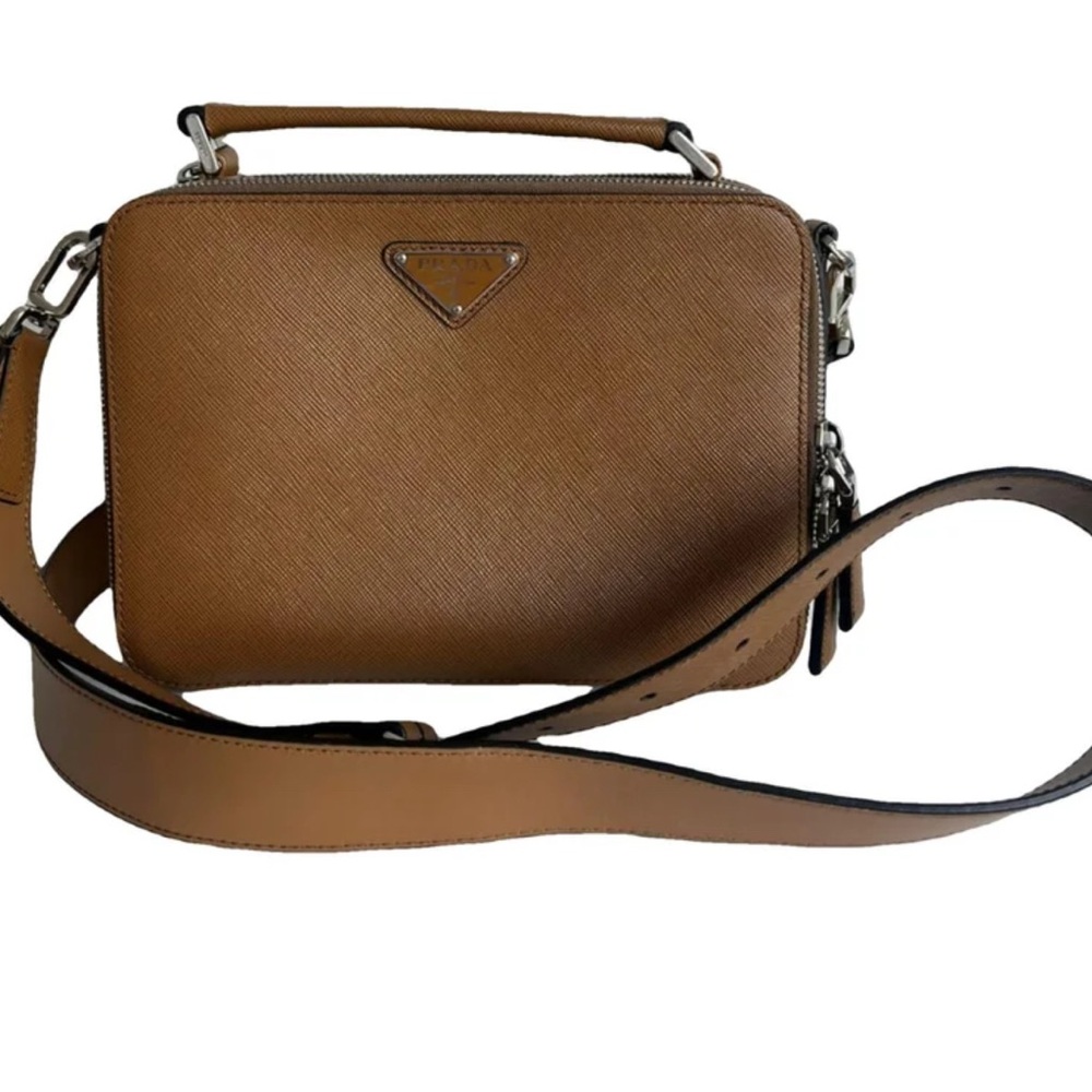 Prada Saffiano Leather Brique Bag Collection - Black, Brown, Gray, Blue - Picture 5 of 12